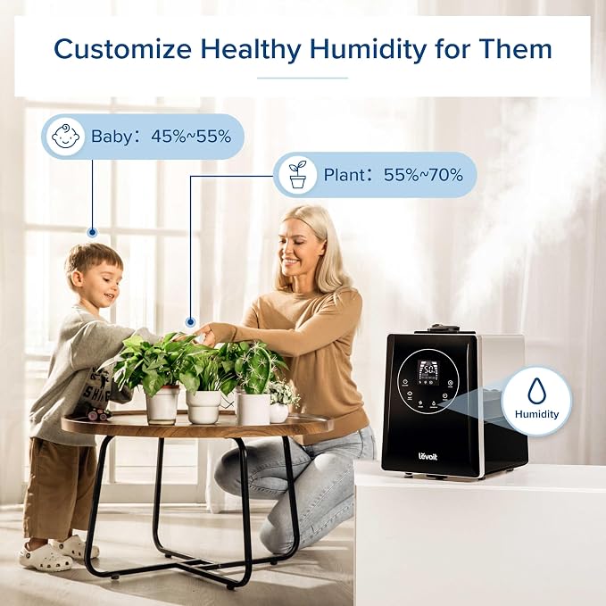 LV600HH 6L Warm and Cool Mist Ultrasonic Humidifier, Rapid Humidification for Bedroom Large Room, Essential Oil Diffuser