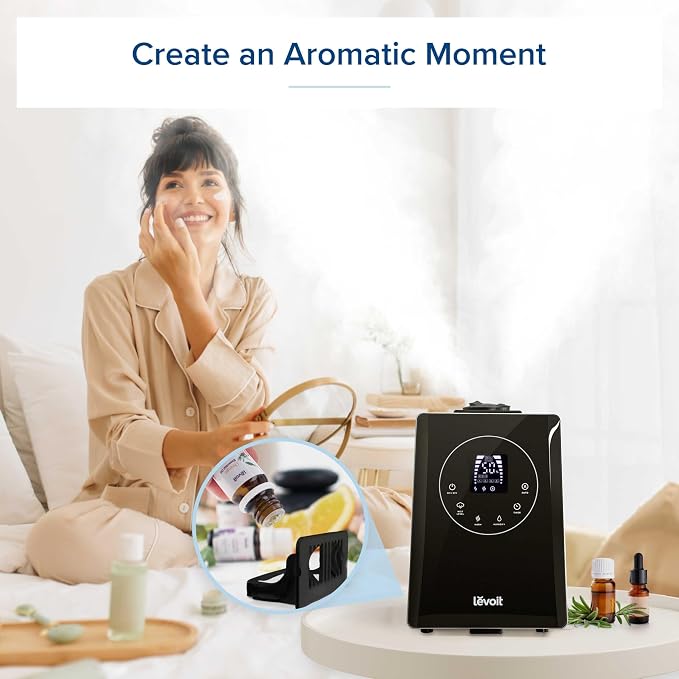 LV600HH 6L Warm and Cool Mist Ultrasonic Humidifier, Rapid Humidification for Bedroom Large Room, Essential Oil Diffuser