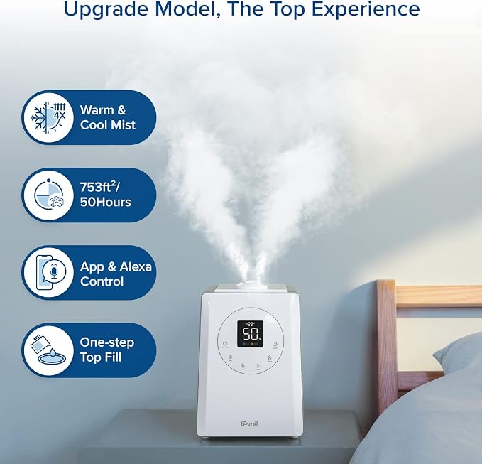 LV600S Smart Warm and Cool Mist Humidifiers for Home Bedroom Large Room & Core Mini Air Purifier Replacement Filter, 3-in-1