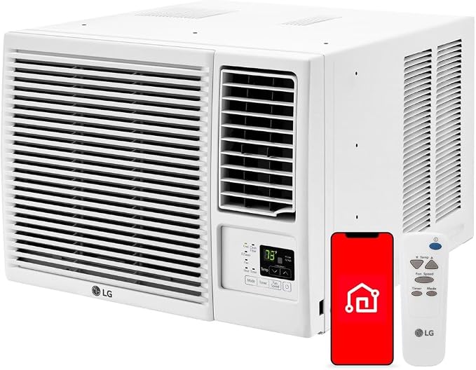 LW8023HRSM 7600 BTU Smart Wi-Fi Enabled Window Air Conditioner with Energy Save Function and ThinQ Technology (White)