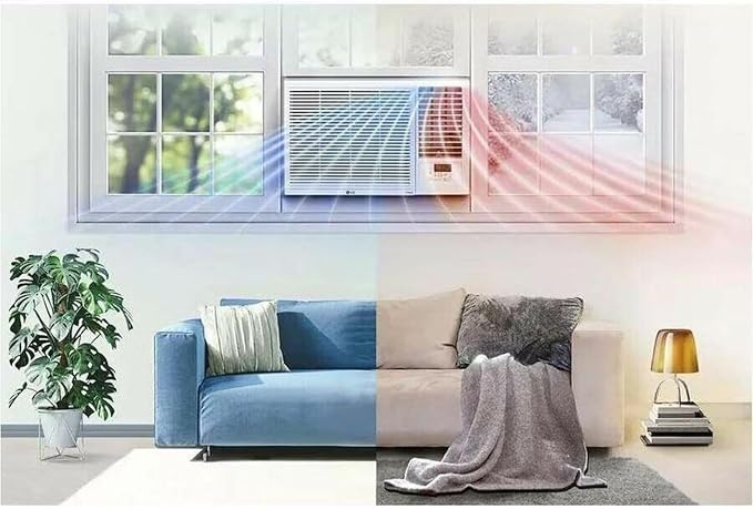 LW8023HRSM 7600 BTU Smart Wi-Fi Enabled Window Air Conditioner with Energy Save Function and ThinQ Technology (White)