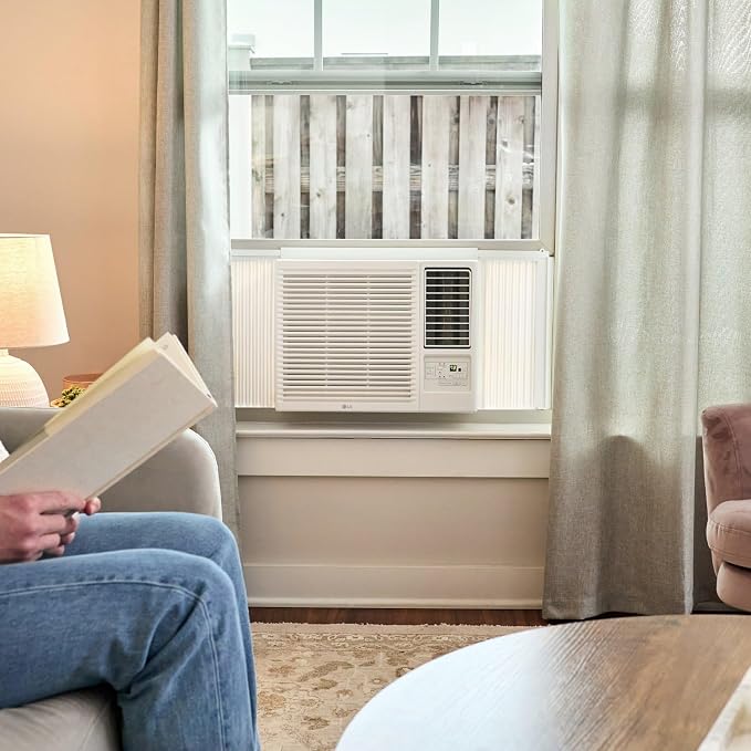 LW8023HRSM 7600 BTU Smart Wi-Fi Enabled Window Air Conditioner with Energy Save Function and ThinQ Technology (White)