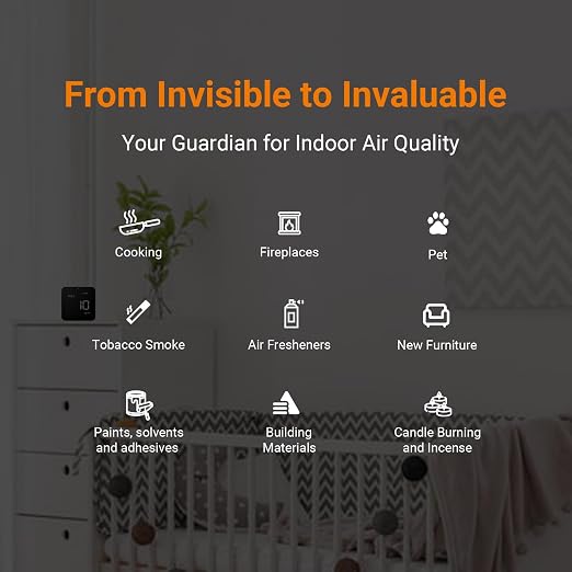 M10 Air Quality Monitor Indoor Air Quality Tester AQI PM2.5 VOCs Formaldehyde Detector for Home Air Testing, US Certified Air