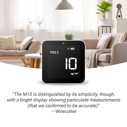 M10 Air Quality Monitor Indoor Air Quality Tester AQI PM2.5 VOCs Formaldehyde Detector for Home Air Testing, US Certified Air