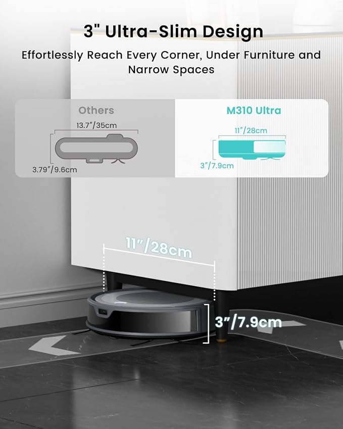 M310 Ultra Robot Vacuum and Mop, 6000Pa Suction- Robotic Cleaner with ToF LiDAR Navigation, Accurate Obstacle Avoidance