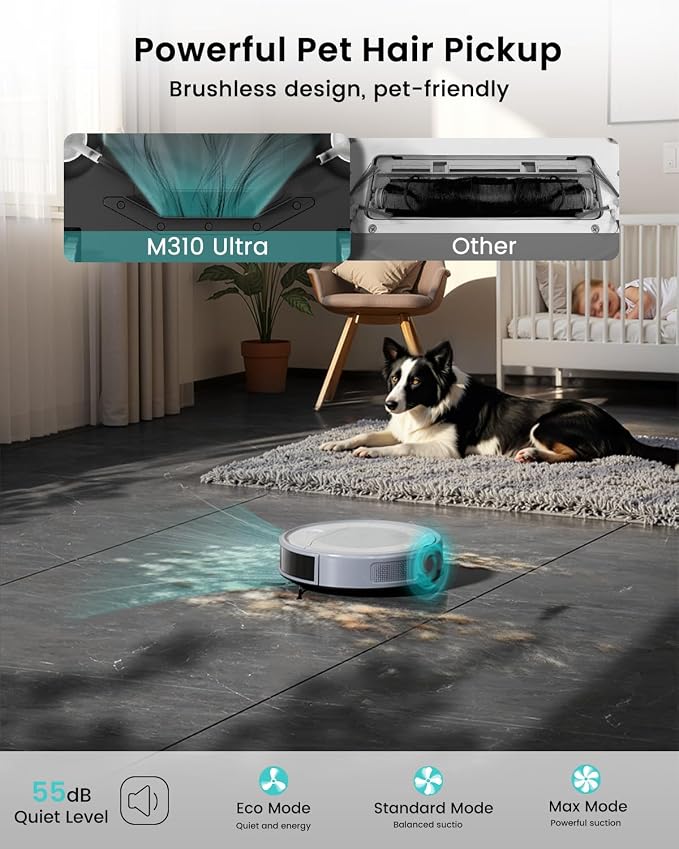 M310 Ultra Robot Vacuum and Mop, 6000Pa Suction- Robotic Cleaner with ToF LiDAR Navigation, Accurate Obstacle Avoidance
