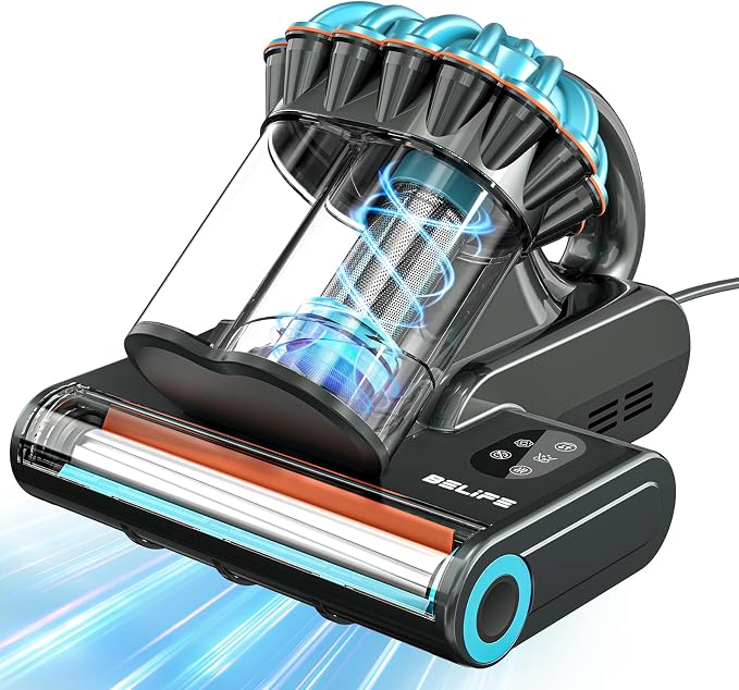 M8 Mattress Vacuum Cleaner, 18Kpa 550W Bed Cleaner with UV & Hot Air & HEPA Filter, High Heating Double-Cup Handheld Couch