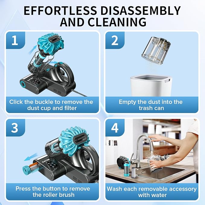 M8 Mattress Vacuum Cleaner, 18Kpa 550W Bed Cleaner with UV & Hot Air & HEPA Filter, High Heating Double-Cup Handheld Couch