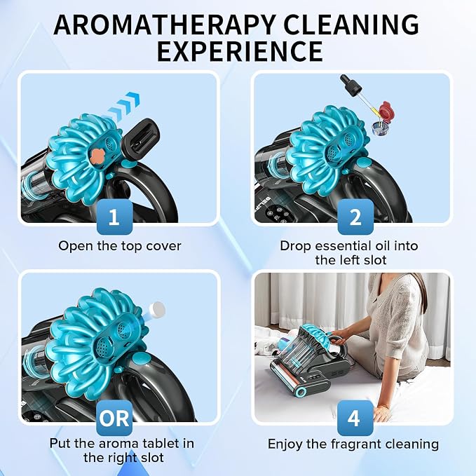M8 Mattress Vacuum Cleaner, 18Kpa 550W Bed Cleaner with UV & Hot Air & HEPA Filter, High Heating Double-Cup Handheld Couch