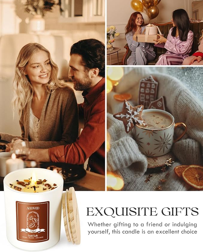 Macchiato Coffee Scented Candles for Women - Aromatherapy Candle with Crystals Inside, 10oz, 60H Burning Time, alternate