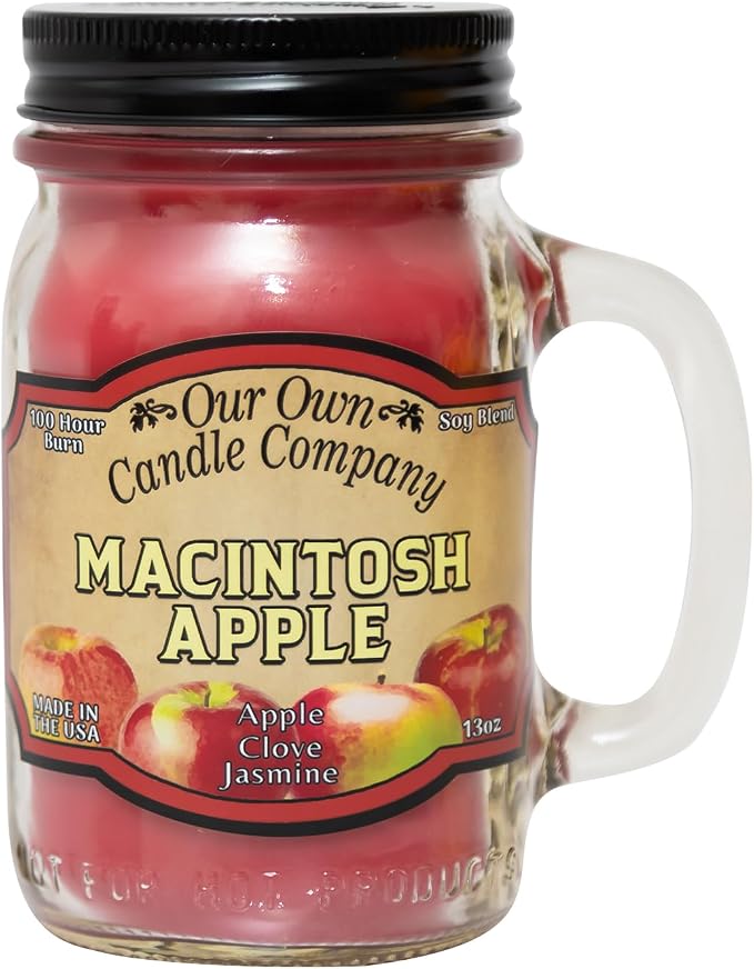 Macintosh Apple Scented Mason Jar Candle, 100 Hour Burn Time,13 Ounces, product image