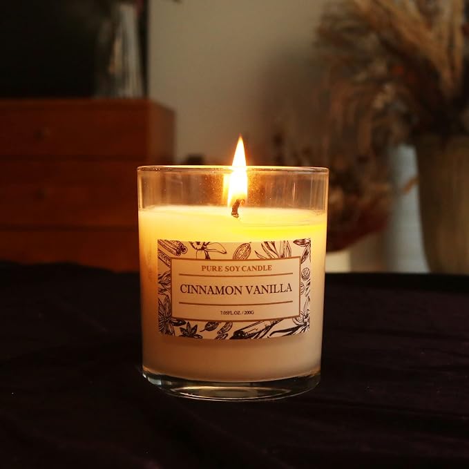 made from natural materials Candle - Soy Cinnamon Vanilla Scent, Highly Scented Spring Candle for Home, Home Gift, alternate