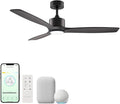 Madera 52in 3-Blade Smart Indoor or Outdoor Ceiling Fan 2700K-6000K CCT Tunable Range LED Light Kit in Matte Black with Ebony