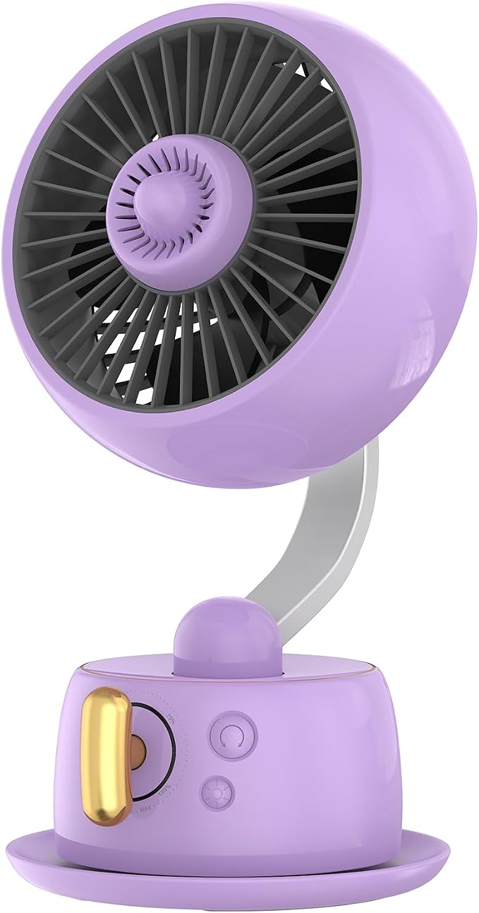 Magnetic Aromatherapy Desk Fan,CordlessTable Air Circulator Fan with Night Light,120° Auto Swing & 27dB Quiet, 3600mAh