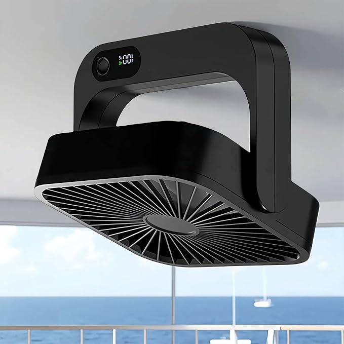 Magnetic Cruise Ship Approved Fan, 5000mAh Battery Operated Portable Fan with 5 Speeds, Magnetically Sticks on Cabin Ceilings