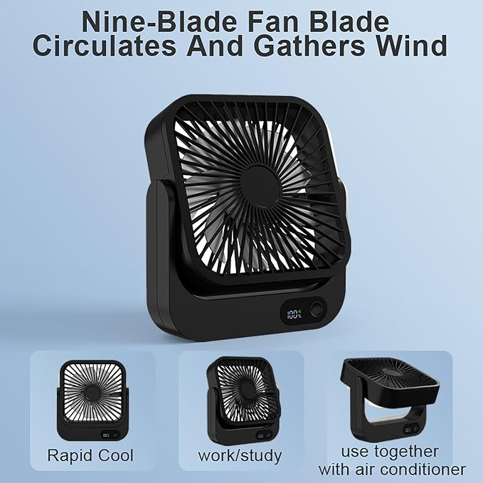 Magnetic Cruise Ship Approved Fan, 5000mAh Battery Operated Portable Fan with 5 Speeds, Magnetically Sticks on Cabin Ceilings