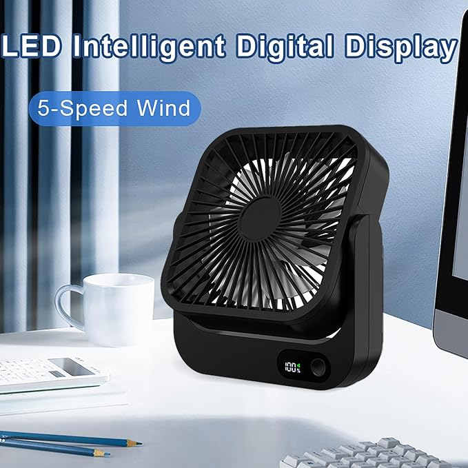 Magnetic Cruise Ship Approved Fan, 5000mAh Battery Operated Portable Fan with 5 Speeds, Magnetically Sticks on Cabin Ceilings