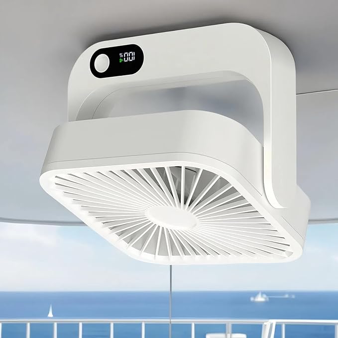 Magnetic Cruise Ship Approved Fan, 5000mAh Battery Operated Portable Fan with 5 Speeds, Magnetically Sticks on Cabin Ceilings