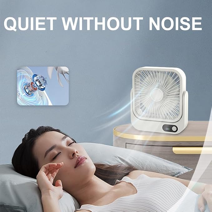 Magnetic Cruise Ship Approved Fan, 5000mAh Battery Operated Portable Fan with 5 Speeds, Magnetically Sticks on Cabin Ceilings