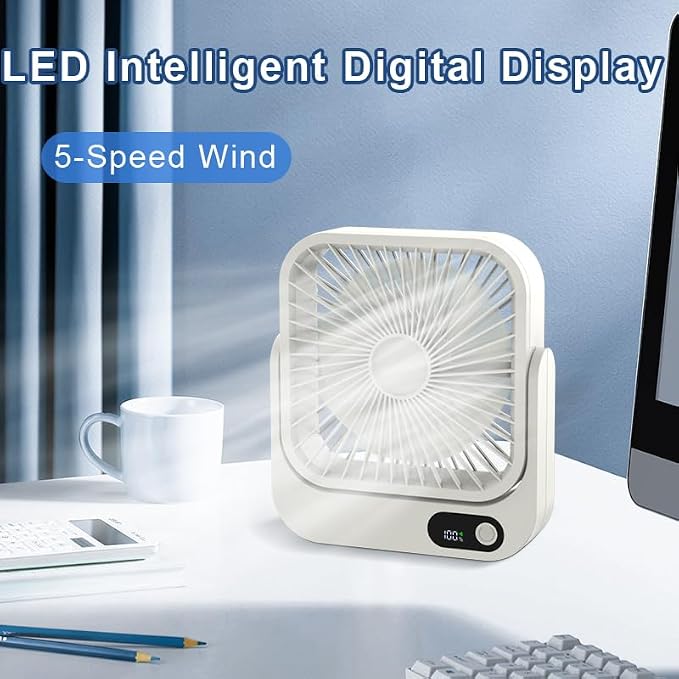 Magnetic Cruise Ship Approved Fan, 5000mAh Battery Operated Portable Fan with 5 Speeds, Magnetically Sticks on Cabin Ceilings