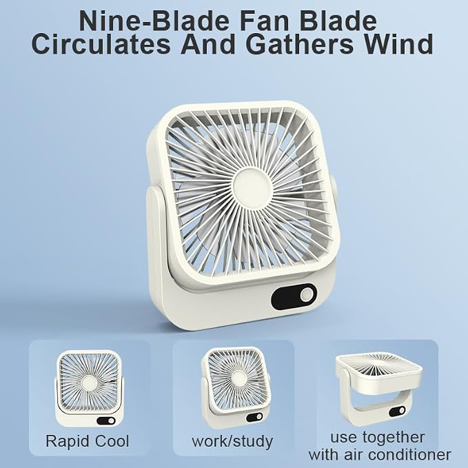 Magnetic Cruise Ship Approved Fan, 5000mAh Battery Operated Portable Fan with 5 Speeds, Magnetically Sticks on Cabin Ceilings
