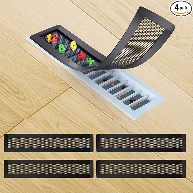 Magnetic Floor Register Vent Covers, 2 x 12 Inch Air Vent Filter Mesh, Sticky Magnet PVC Vent Screen Net for Wall Ceiling