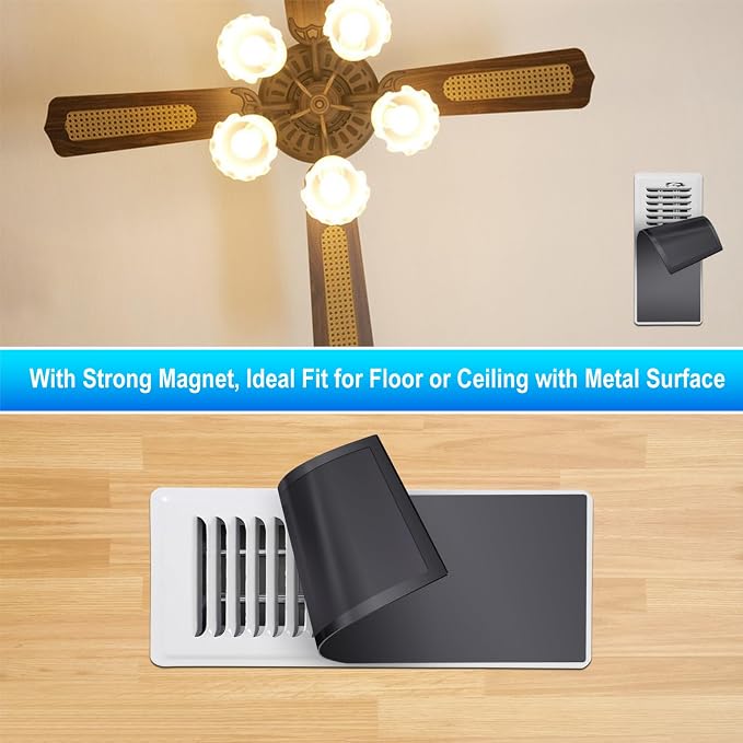 Magnetic Floor Register Vent Covers, 4 x 10 Inch Superior Hold Vent Covers for Home, Air Vent Covers for Sealing, alternate