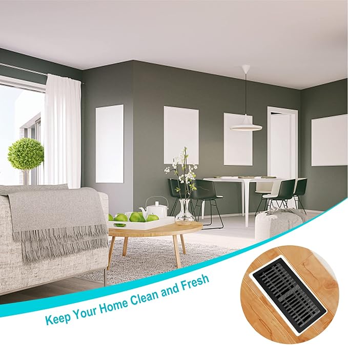 Magnetic Floor Register Vent Covers, 4 x 12 Inch Air Vent Filter Mesh, Sticky Magnet PVC Vent Screen Net for Wall Ceiling