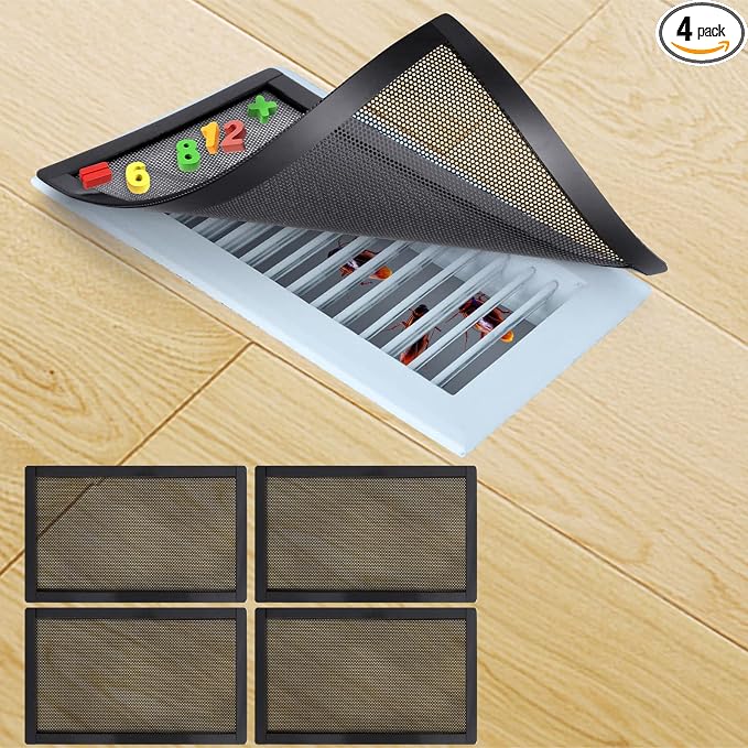 Magnetic Floor Register Vent Covers, 6 x 10 Inch Air Vent Filter Mesh, Sticky Magnet PVC Vent Screen Net for Wall Ceiling