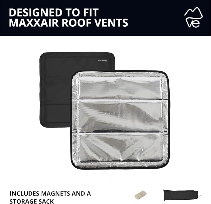 Magnetic Insulated Blackout Roof Vent Cover Designed for (/Fantastic Fan) 16.5" x 16.5" - Reflective | Black