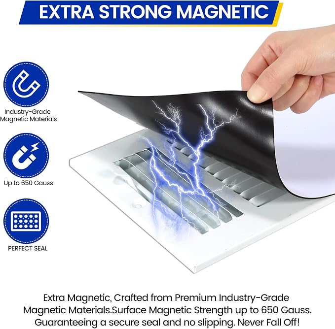 Magnetic Vent Covers, Extra Strong Magnets, 5.5" x 13.75" (4 Pack) Ultra Thick 60mil, Complete Seal, Air Vent Covers for Home