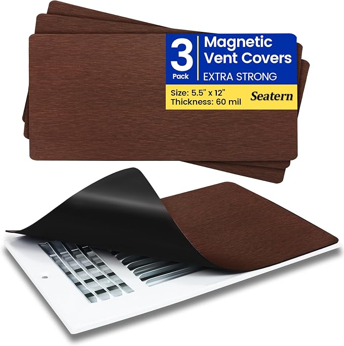 Magnetic Vent Covers, Extra Strong Magnets, Bronze 5.5" x 12" (3 Pack) Ultra Thick 60mil, Complete Seal, Air Vent Covers for