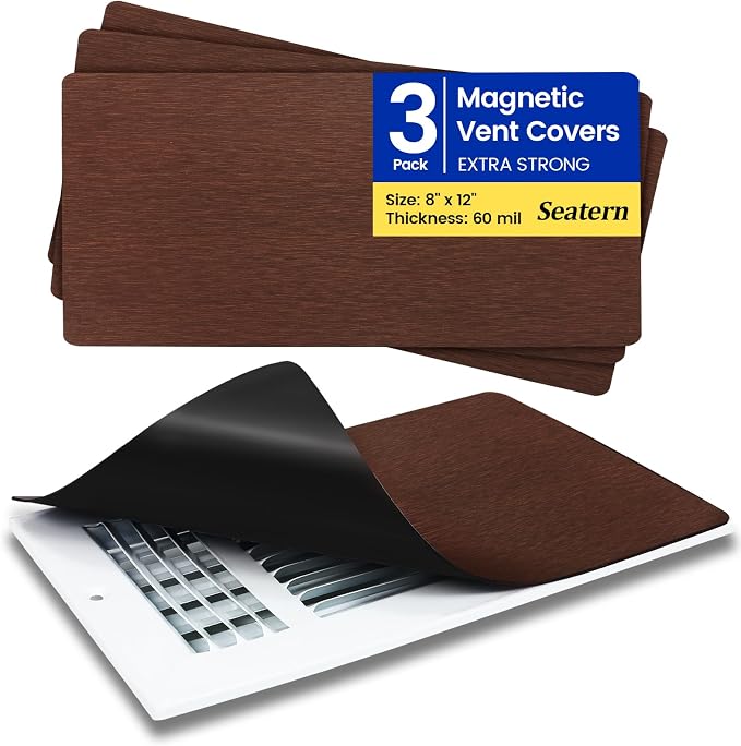Magnetic Vent Covers, Extra Strong Magnets, Bronze 8" x 12" (3 Pack) Ultra Thick 60mil, Complete Seal, Air Vent