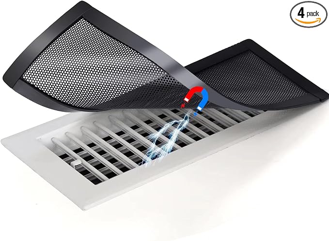 Magnetic Vent Covers for Home Floor 4Pack, Upgrated 4x10 Inch Strong Magnet PVC Floor Register Cover, Air Vent Screen Trap