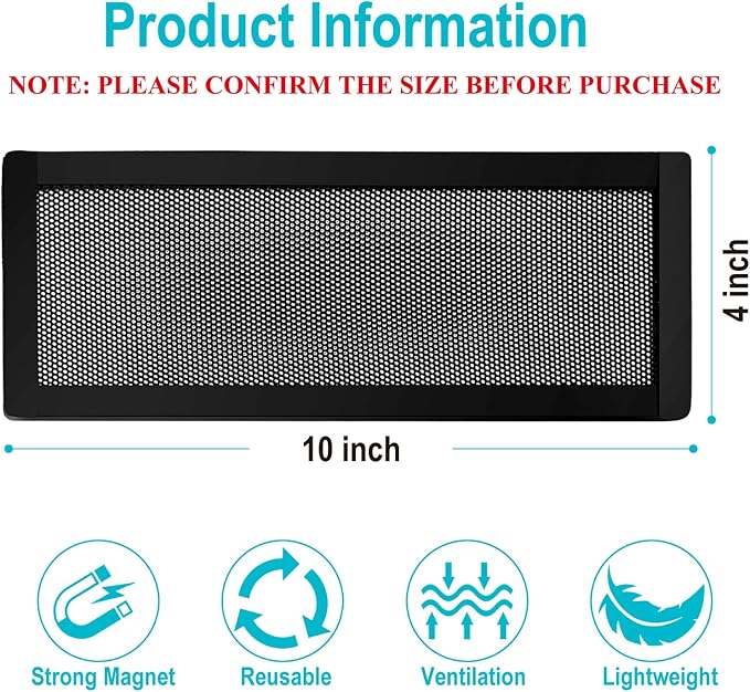 Magnetic Vent Covers for Home Floor 4Pack, Upgrated 4x10 Inch Strong Magnet PVC Floor Register Cover, Air Vent Screen Trap