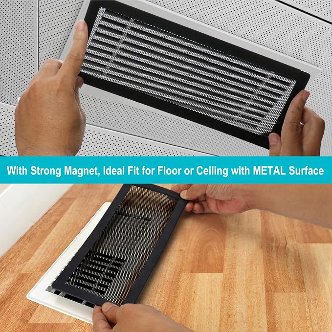 Magnetic Vent Covers for Home Floor 4Pack, Upgrated 4x10 Inch Strong Magnet PVC Floor Register Cover, Air Vent Screen Trap