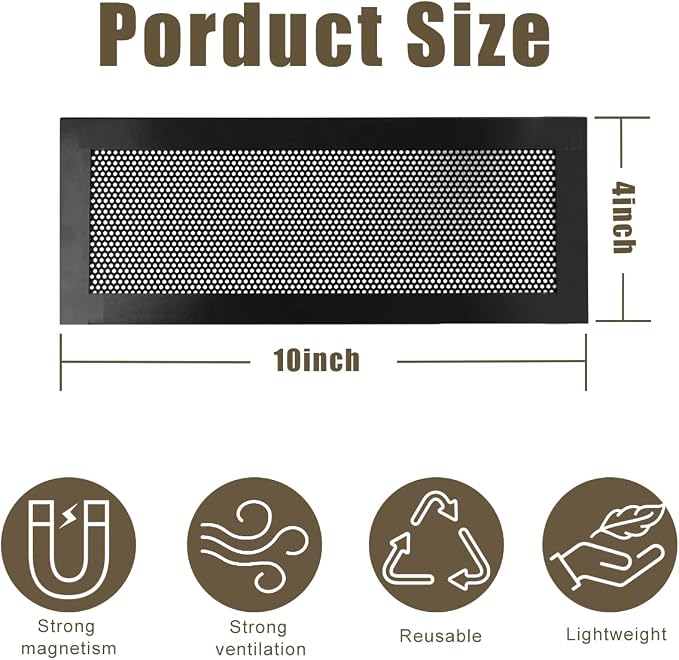 Magnetic Vent Covers Screen 4 Pack - 4x10 Inch Air Vent Filters with Durable PVC Frame, Washable Mesh Screen for Home HVAC