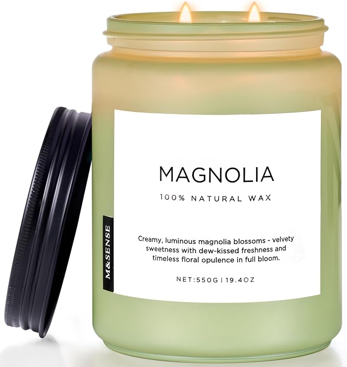 Magnolia Jasmine Romantic Scented Candle, 19.4oz 110 Hours Long Lasting Clean made from natural materials All Natural Soy