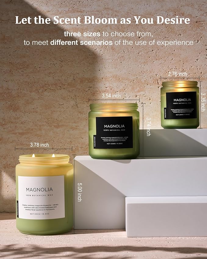 Magnolia Jasmine Romantic Scented Candle, 19.4oz 110 Hours Long Lasting Clean made from natural materials All Natural Soy
