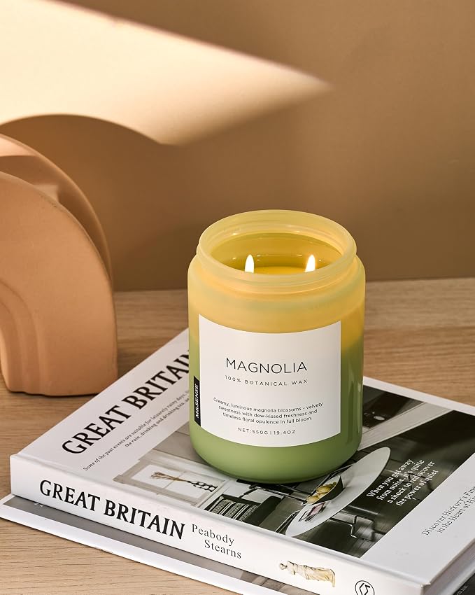 Magnolia Jasmine Romantic Scented Candle, 19.4oz 110 Hours Long Lasting Clean made from natural materials All Natural Soy