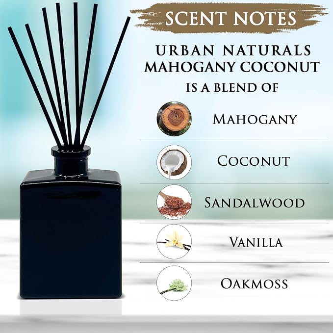 Mahogany Coconut Reed Diffuser Oil Set – Mahogany, Coconut, Sandalwood, alternate product view 2