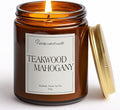 Mahogany & Teakwood Highly Scented Candles for Home, 9oz Natural Soy Aromatherapy Organic Candle with Essential Oil, product