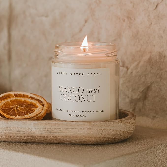 Mango & Coconut Soy Candle - Pineapple, Mango and Orange Scented Summer Candles for Home, alternate product view 6