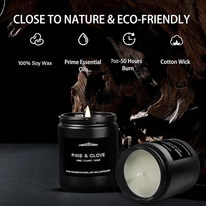 Men Candles Gift Set - 28oz Soy Wax 200h Long Lasting Candle, alternate product view 2