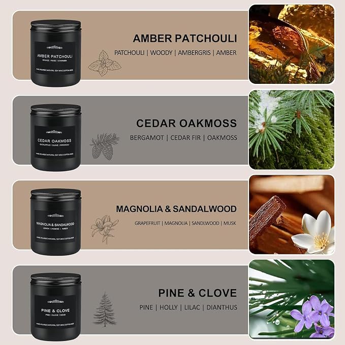 Men Candles Gift Set - 28oz Soy Wax 200h Long Lasting Candle, alternate product view 3