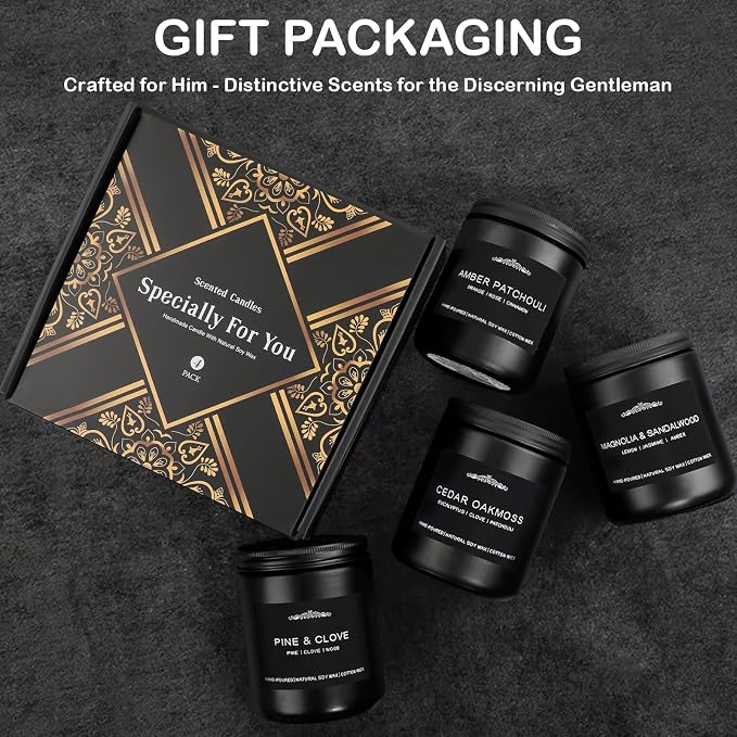 Men Candles Gift Set - 28oz Soy Wax 200h Long Lasting Candle, alternate product view 5