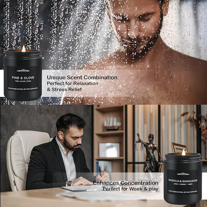 Men Candles Gift Set - 28oz Soy Wax 200h Long Lasting Candle, alternate product view 7