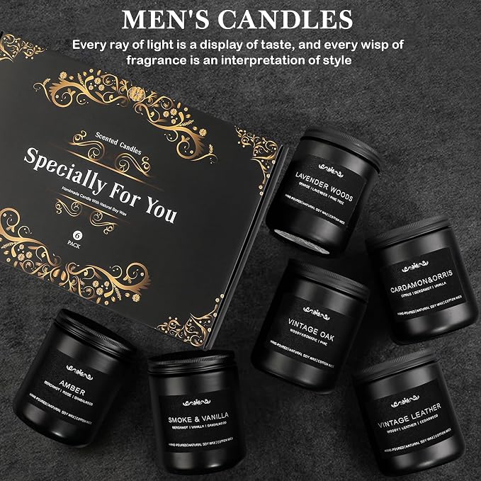 Scented Candles for Men - 42oz Soy Wax 300h Long Lasting Candle, alternate product view 5