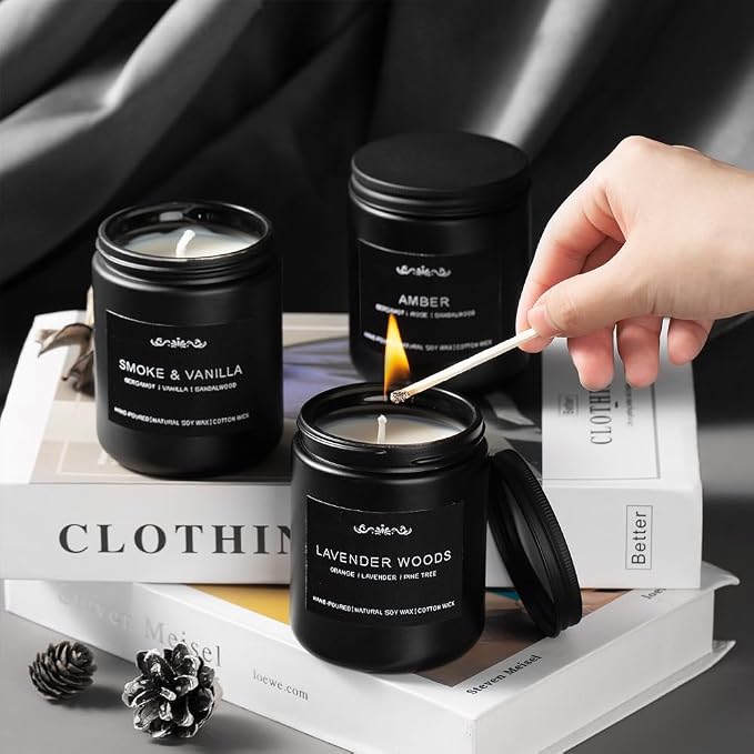 Scented Candles for Men - 42oz Soy Wax 300h Long Lasting Candle, alternate product view 9