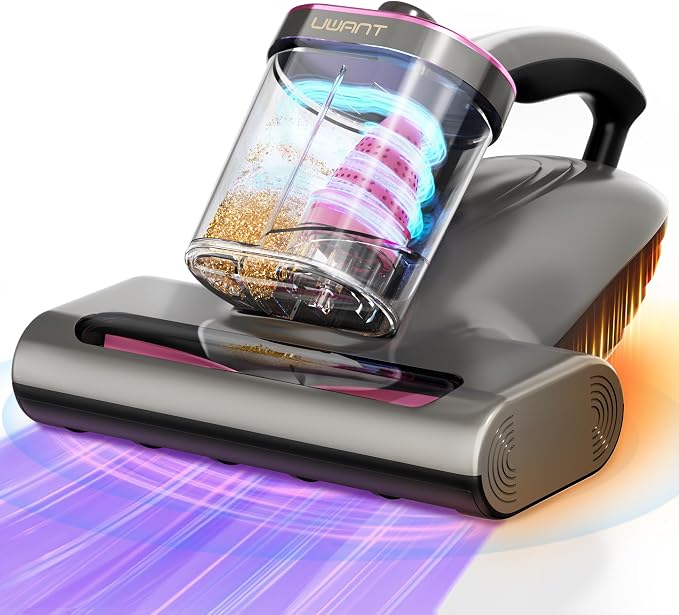 Mattress Vacuum Cleaner, 16Kpa 450W Bed Vacuum Cleaner with 253.7nm UV-C Light, 149°F Heat, 36000 RPM/Min Tapping, HEPA